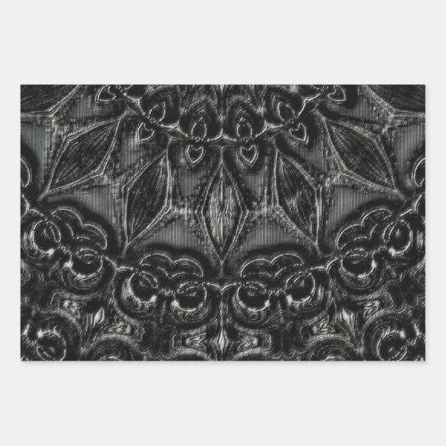 Charcoal Mandala  Wrapping Paper Sheet (Front)