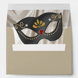 Charcoal Masquerade Envelope Dark Ivory Damask