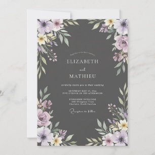 Charcoal Mauve Painted Wedding Invitation