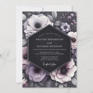 Charcoal Melancholy Anemone Wedding Invitation