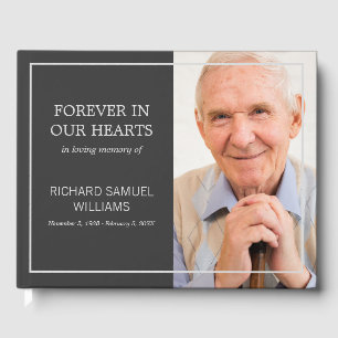 Charcoal Minimalist In Loving Memory Guest Book