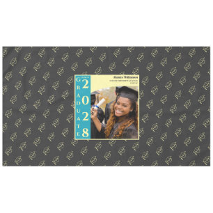 Charcoal Modern Graduation Photo Cap Pattern Tablecloth