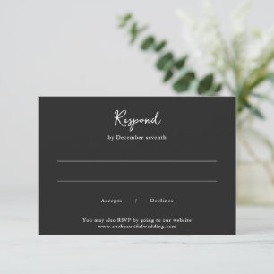 Charcoal Modern Handwriting Elegant Wedding RSVP Card