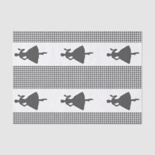 Charcoal Modern Houndstooth w/ Fashion Silhouette Tissue Paper