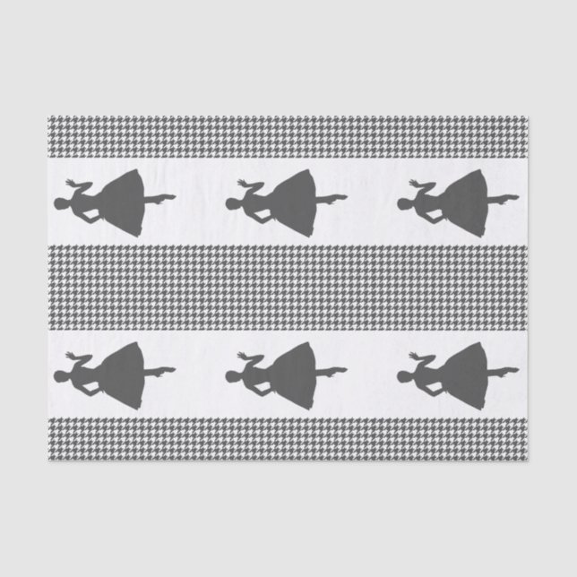 Charcoal Modern Houndstooth w/ Fashion Silhouette Tissue Paper (Front)