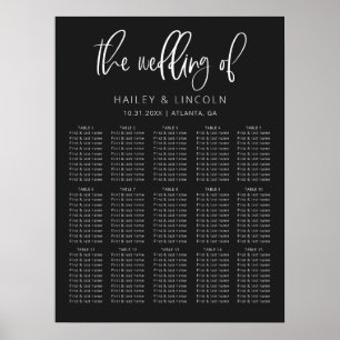 Charcoal Modern Minimalist Wedding Seating Chart