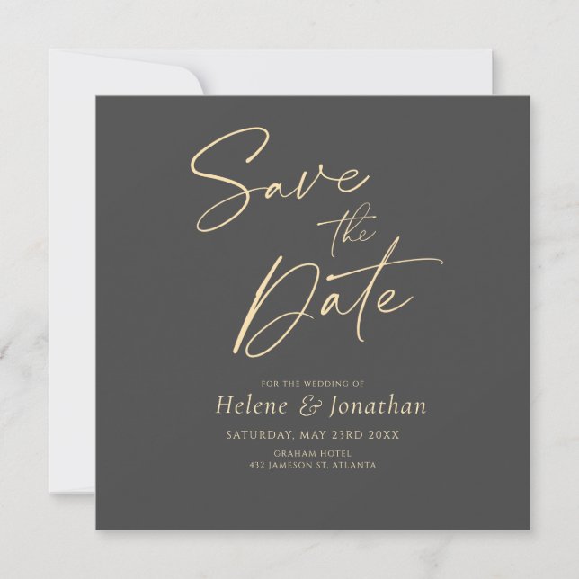 Charcoal Modern Save The Date Invitation (Front)