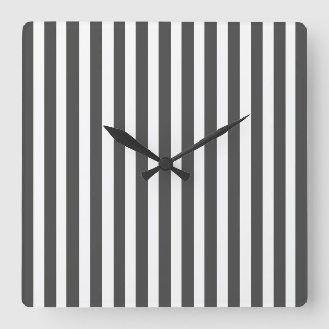 Charcoal Modern Stripes Square Wall Clock (Front)
