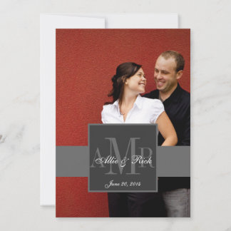 Charcoal Monogram Photo Wedding Invitation 2