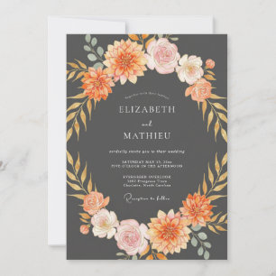 Charcoal Moody Autumnal Wedding Invitation