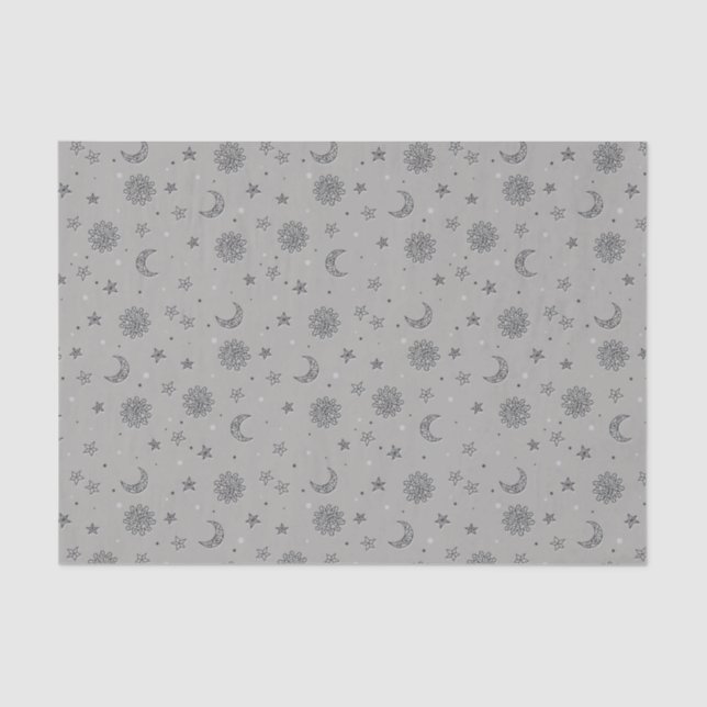 Charcoal Moons & Stars Tissue Paper (Front)