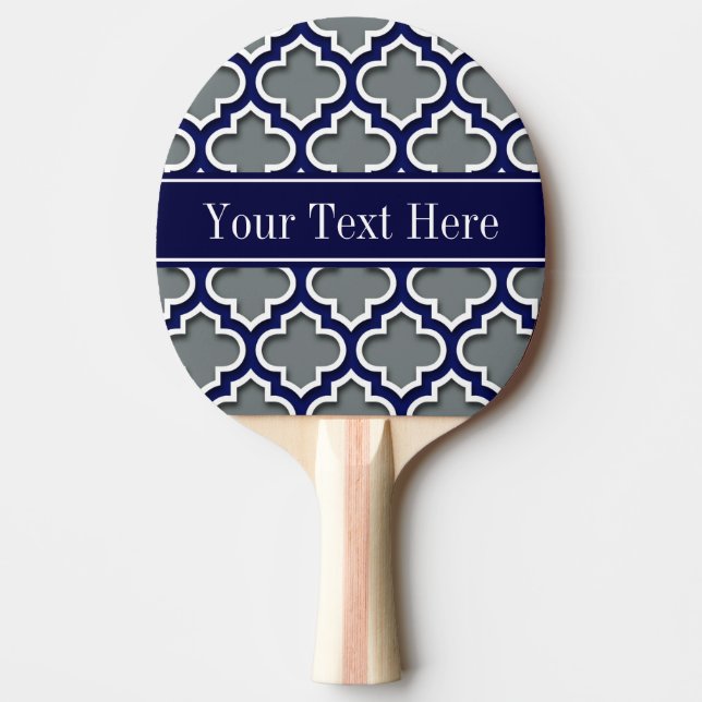 Charcoal Navy Wht Moroccan #5DS Navy Name Monogram Ping Pong Paddle (Front)