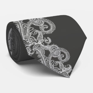 Charcoal Paisley Spiral Tie