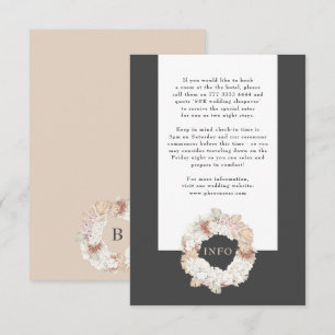Charcoal Pampas Wreath Grey Boho Monogram Wedding Enclosure Card