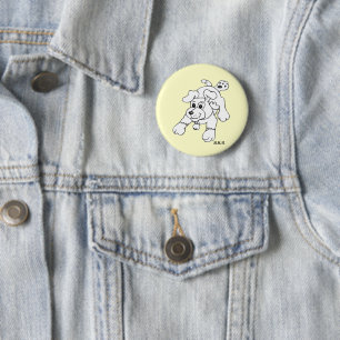 Charcoal Pencil Dog Drawing 2 Inch Round Button