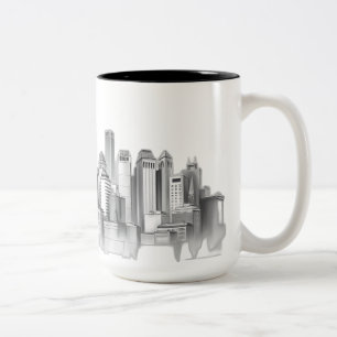Charcoal Pencil Urban Skyline Sketch Two-Tone Coffee Mug