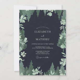 Charcoal Pine Forest Eucalyptus Wedding Invitation