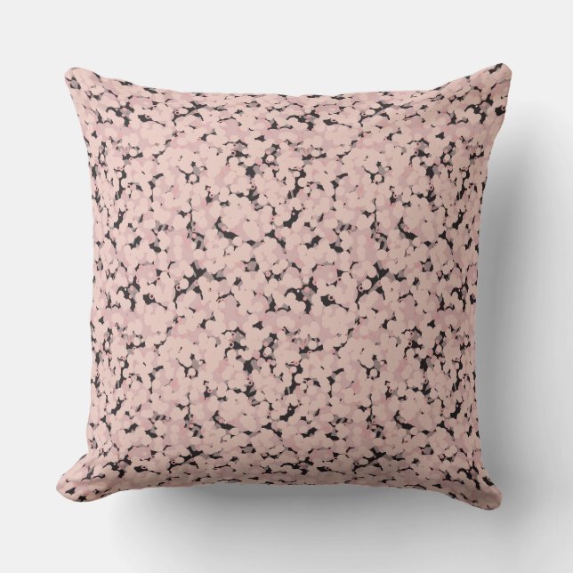 charcoal pink gray abstract throw pillow (Front)