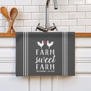 Charcoal Rustic Personalized Farm Sweet Farm Kitchen Towel