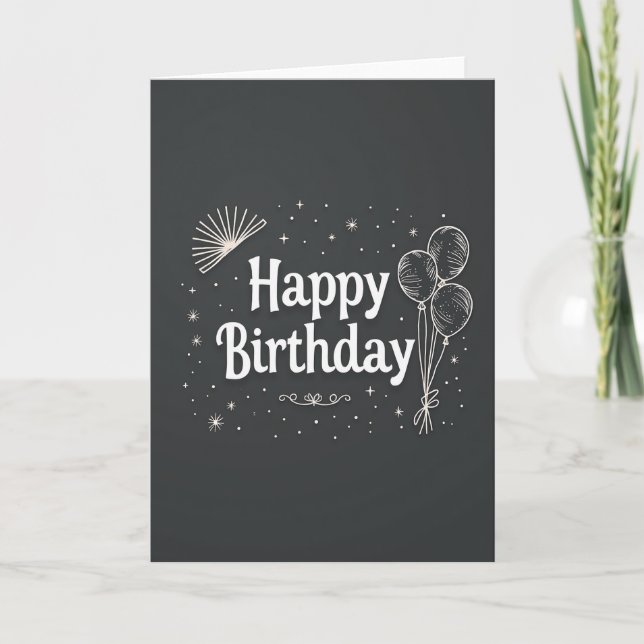 Charcoal Script Birthday Card (Front)