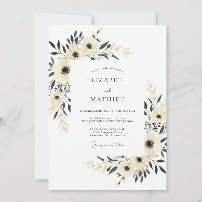 Charcoal Serene Minimalist Wedding Invitation (Front)