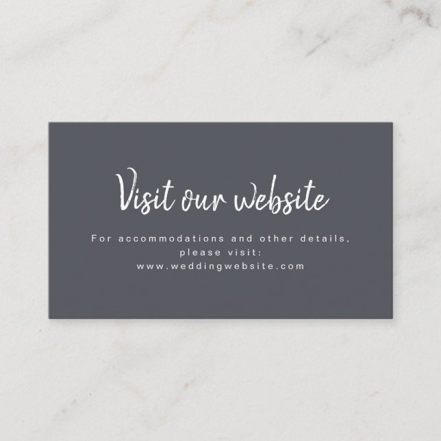 Charcoal simple script wedding website Insert card (Front)
