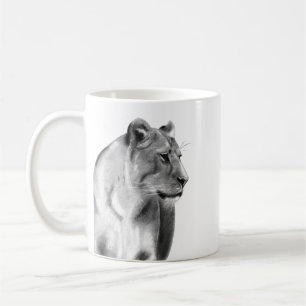 Charcoal Sketch Lioness Female Lion Coffee Mug