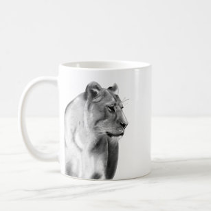 Charcoal Sketch Lioness Female Lion Coffee Mug