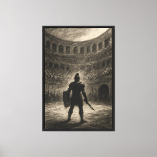Charcoal Sketch of Gladiator Arena Before Battle Canvas Print