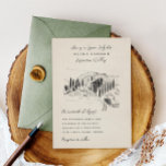 Charcoal Sketched Italian Winery Wedding Invitation<br><div class="desc">Original sketch of italian winery. Customize for your winery wedding,  reception no matter the location! Aged paper look.</div>