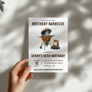 Charcoal Smoker Barbeque Birthday Invitation