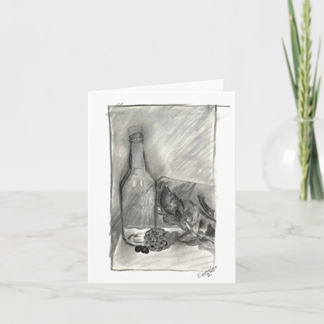 Charcoal Still Life Personalized Card (Front)