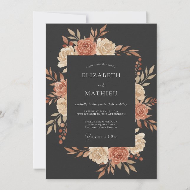 Charcoal Striking Autumnal Wedding Invitation (Front)