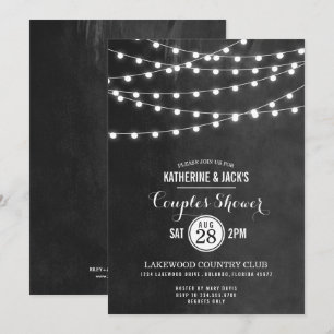 Charcoal String Lights Couples Shower Invitation