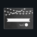 Charcoal String Lights Wedding Escort Cards<br><div class="desc">Chic modern summer wedding escort seating place card design with simple elegant glowing string lights hanging across the top and a classy mix of modern and calligraphy script fonts on a printed faux watercolor texture background. A simple and stylish preppy design, perfect for summer! Click the CUSTOMIZE IT button to...</div>