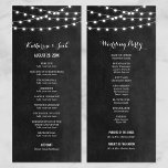 Charcoal String Lights Wedding Program<br><div class="desc">Chic modern summer wedding ceremony program template with simple elegant glowing string lights hanging across the top on a printed faux watercolor texture background. A simple and stylish preppy design, perfect for summer! Click the CUSTOMIZE IT button to customize text and fonts, move text around and create your own unique...</div>