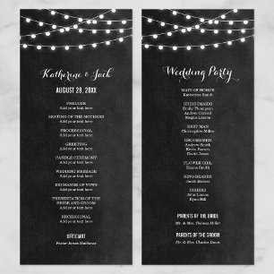 Charcoal String Lights Wedding Program