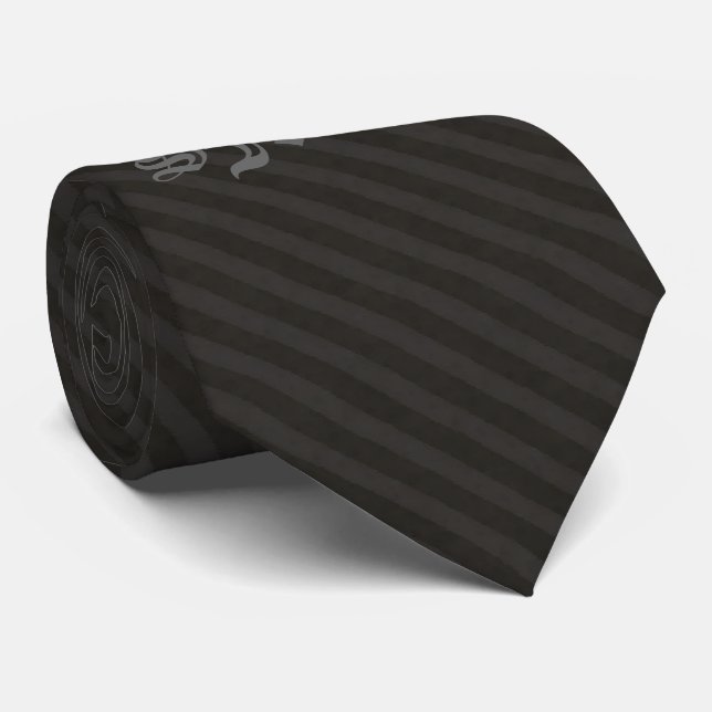 Charcoal Stripe Custom Monogram Tie (Rolled)