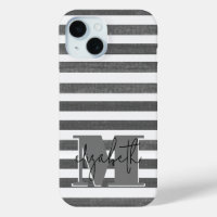 Charcoal Stripe Monogrammed