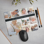 Charcoal Stripe Photo Collage Mouse Pad<br><div class="desc">Chic photo collage mousepad displays nine favourite photos in a square format,  with your family name,  business name or choice of personalization displayed on a thin band of rich charcoal off-black.</div>