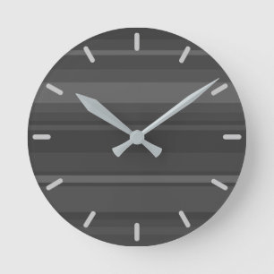 Charcoal Stripes Round Clock