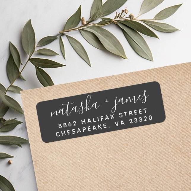 Charcoal Stylish Script Wedding Return Address (Creator Uploaded)