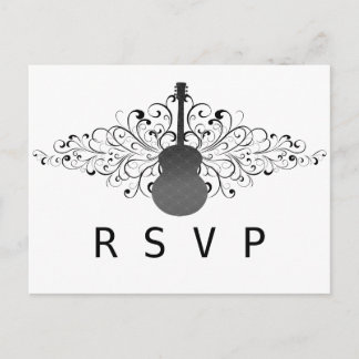 Charcoal Swirls Guitar RSVP Postcard