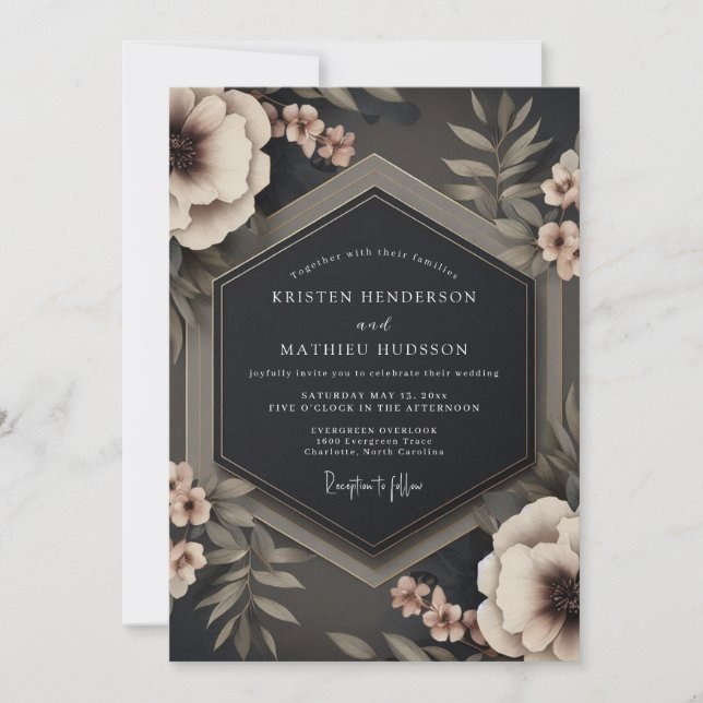 Charcoal Taupe Gloaming Wedding Invitation (Front)