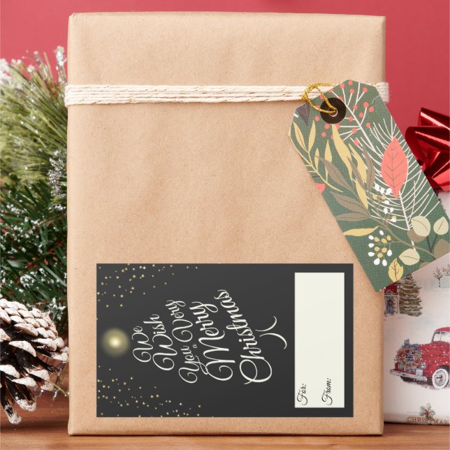 Charcoal Very Merry Christmas Tree Gift For From Sticker (Holiday)