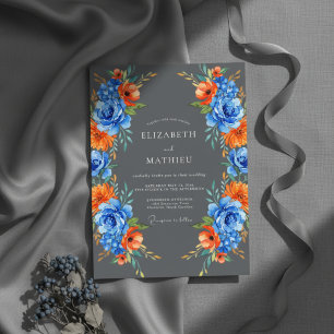 Charcoal Vivid Botanical Wedding Invitation