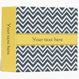 Charcoal, White and Yellow Zigzag Pattern Binder