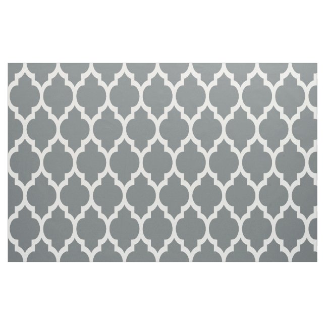 Charcoal White Moroccan Quatrefoil Pattern #4 Sz12 Fabric (Yard)
