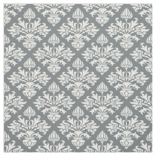 Charcoal, White Pattern Damask #3 Size6 Fabric