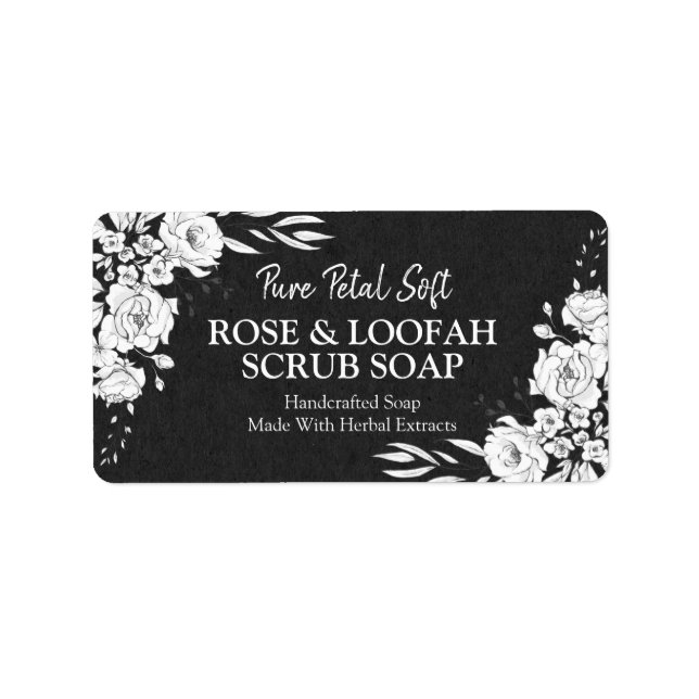 Charcoal & White Rose Soap Product Labels (Front)